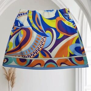 L🌺Zara Funky Blue&Orange Asymmetrical A-line Skirt